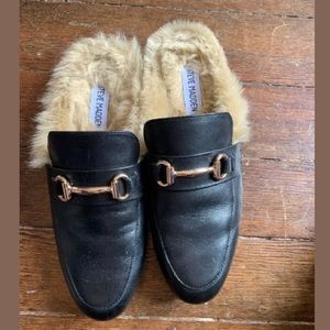 Black Steve Madden Leather Slip Ons Size10M